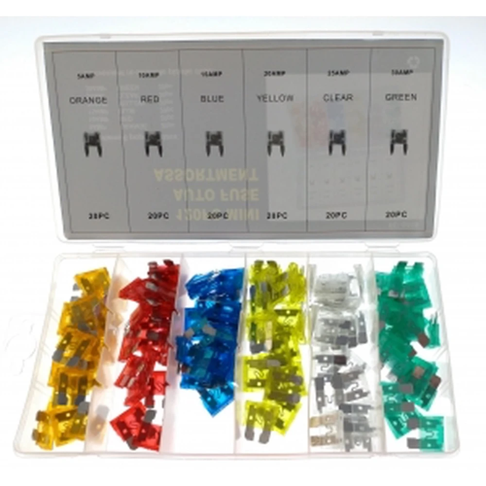 Sada mini pojistek do auta a motorky 120 ks 5A 10A 15A 20A 25A 30A TSX TOOL