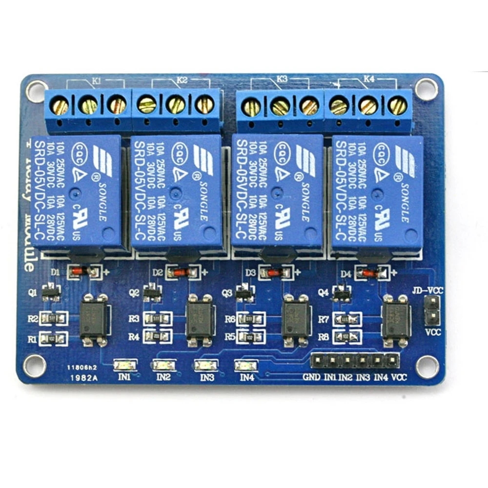 Kompatibilní kit 4 relé 5V pro Arduino – ovládání 4 kanálů