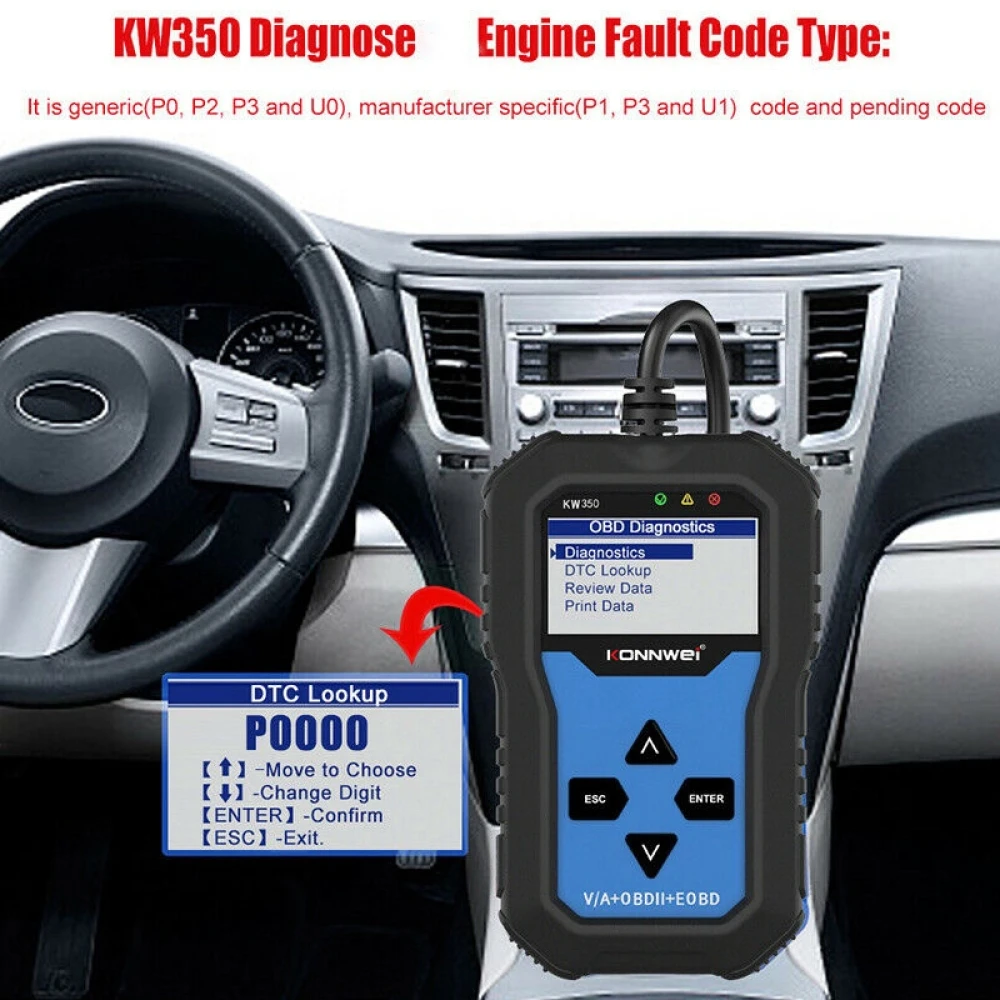 Konnwei KW350 diagnostický skener kompletního systému pro VW Audi Seat Skoda