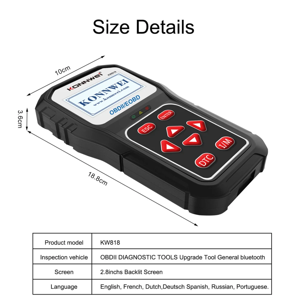 KONNWEI KW818 OBD2 skener: čtečka kódů OBDII pro auta od 1996