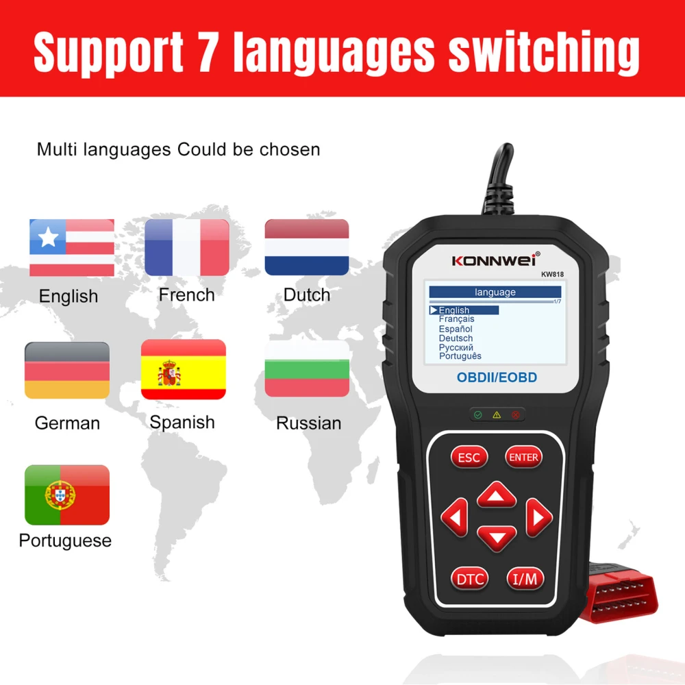 KONNWEI KW818 OBD2 skener: čtečka kódů OBDII pro auta od 1996