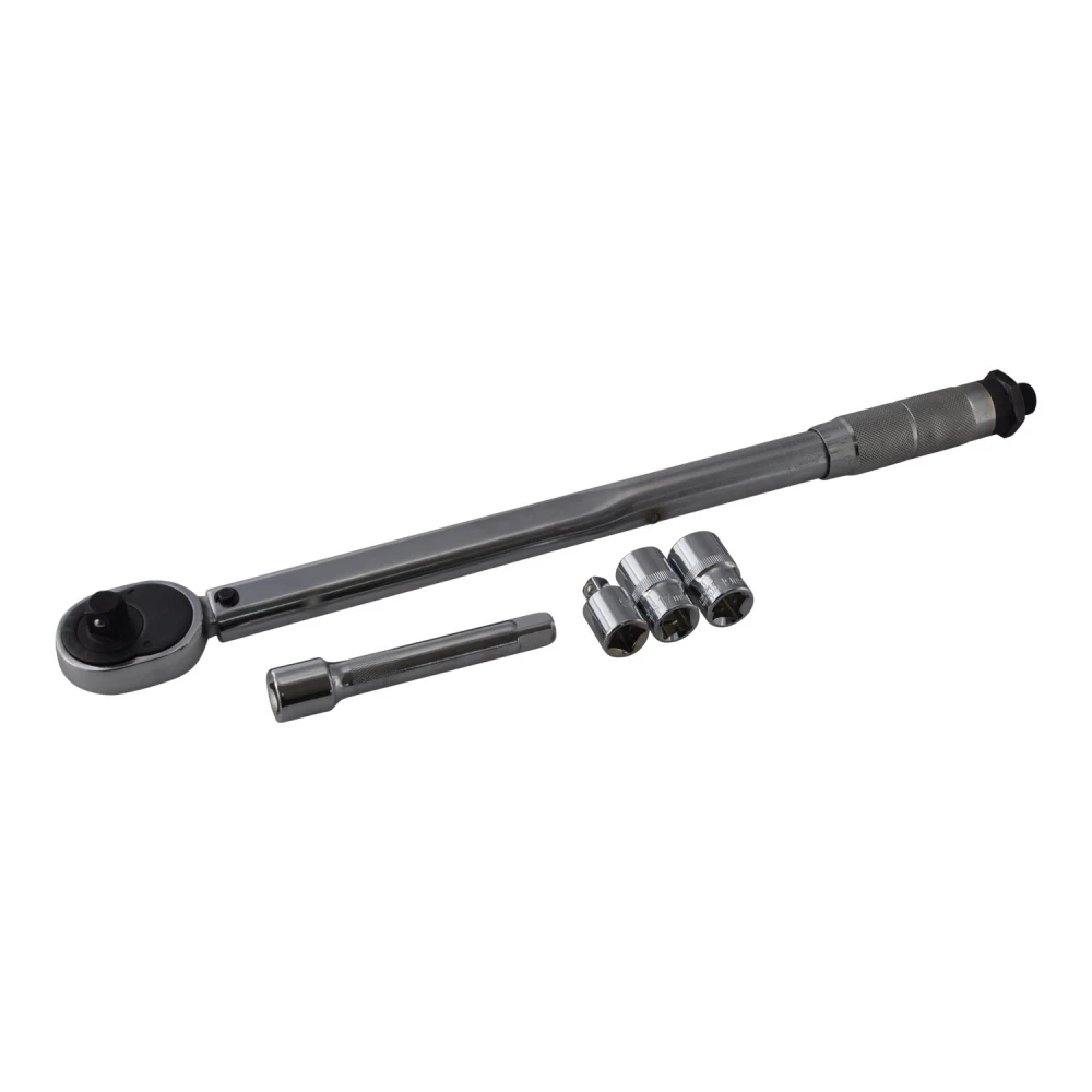 Llave dinamométrica 1/2 28-210 Nm con alargadera y 3 vasos TSX TOOL mostrando alargadera