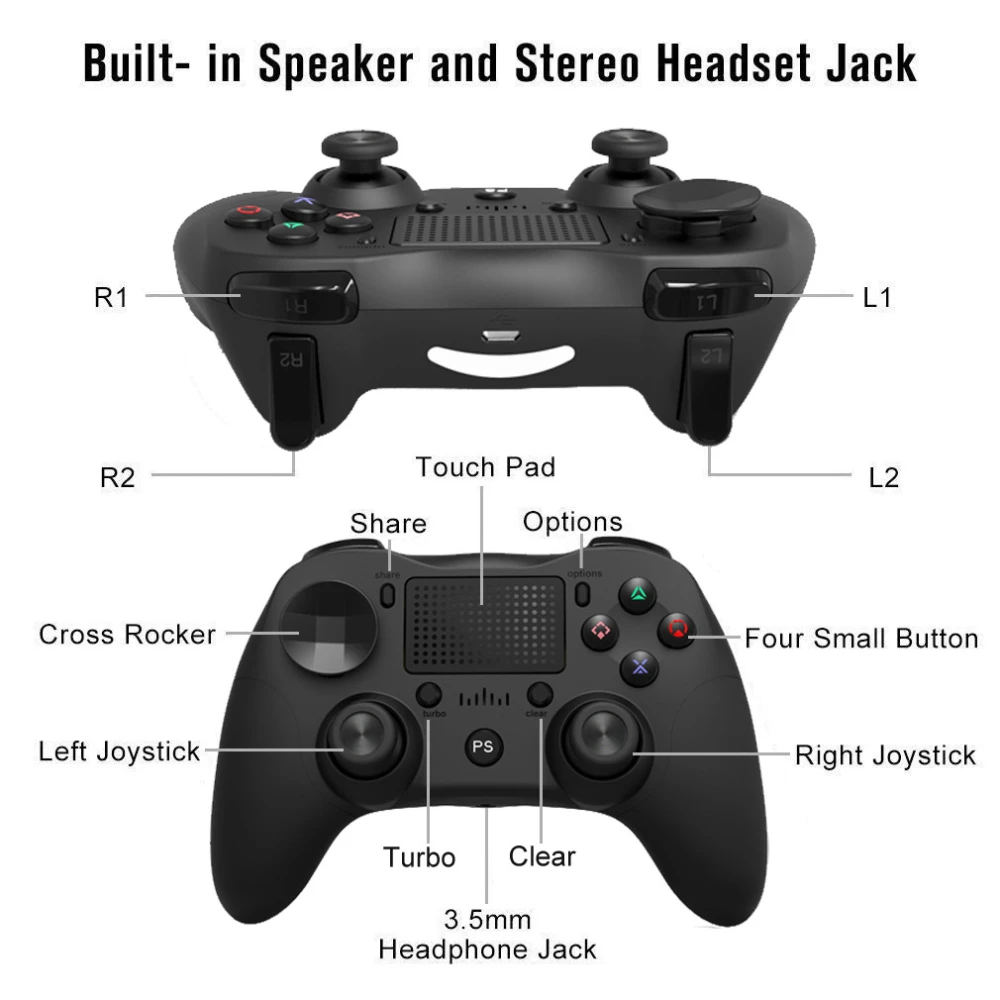 Bezdrátový kompatibilní ovladač PS4 černý DoubleShock 4