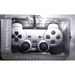 Kompatibilní a cenově výhodný Dual Shock ovladač pro Sony Playstation 2 ve stříbrné barvě