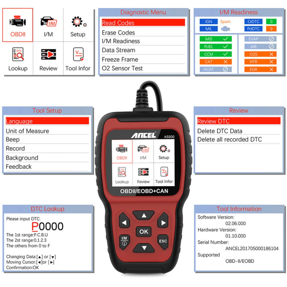 Diagnostický přístroj Ancel AS500 OBD2 pro vozidla