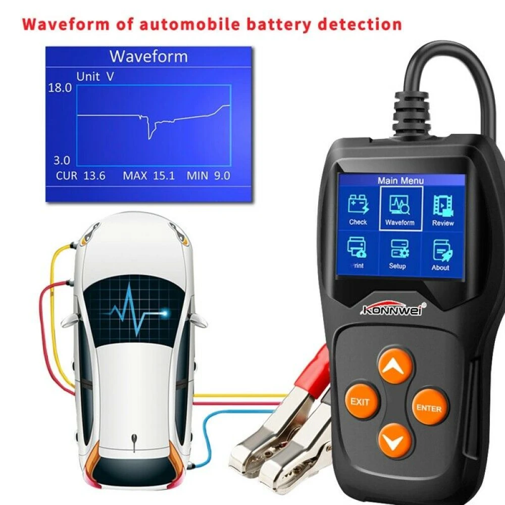 Tester autobaterie Konnwei KW600 12V pro auto a moto