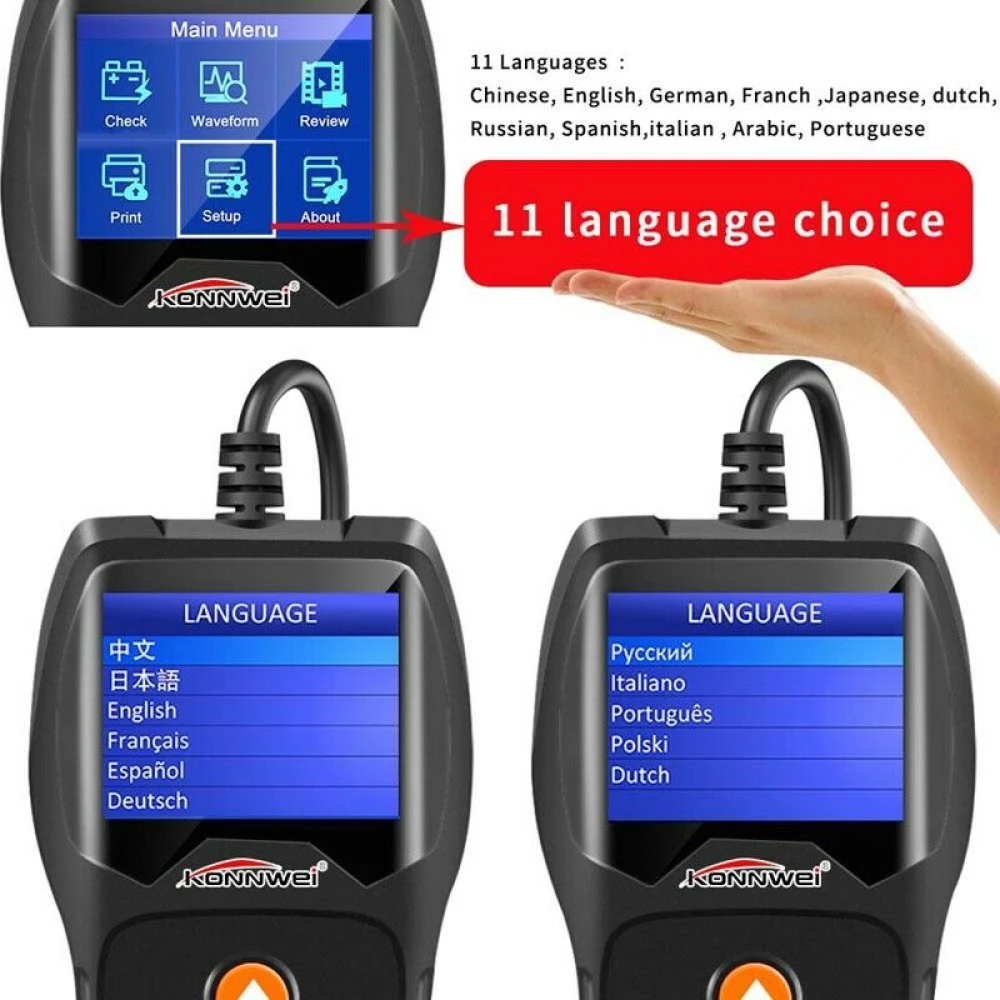 Tester autobaterie Konnwei KW600 12V pro auto a moto