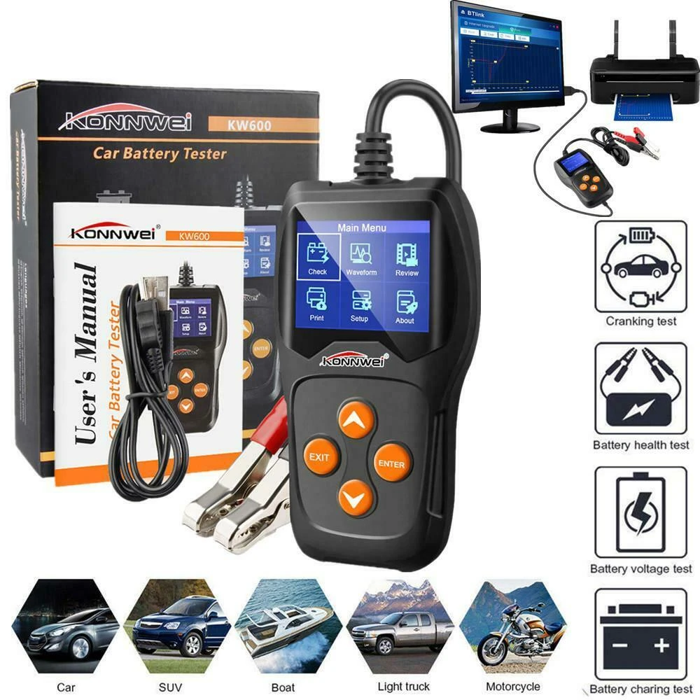 Tester autobaterie Konnwei KW600 12V pro auto a moto