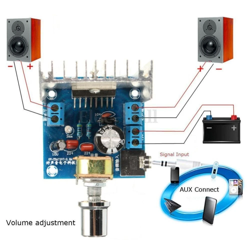 Detalle del circuito del módulo amplificador TDA7297 2x15W
