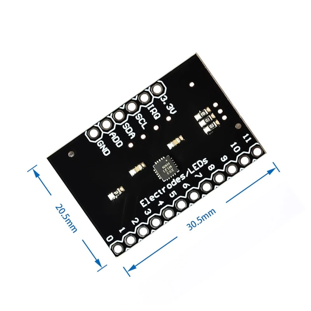 Vista frontal del MPR121 Breakout V12 módulo sensor táctil capacitivo