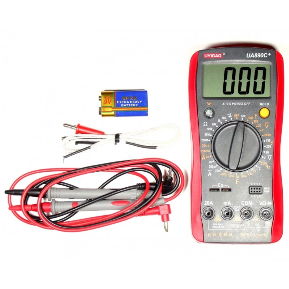 Digitální multimetr Uyigao UA890C+ s velkým LCD displejem a plnou ochranou