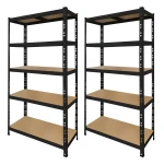 Pack 2 kovové černé regály 180x90x40 cm s 5 policemi