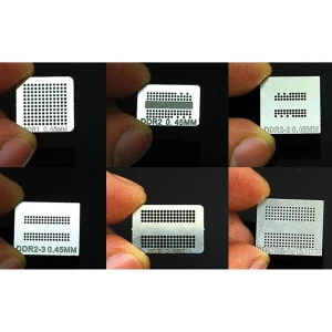 Sada 6 šablon pro reballing paměťových čipů DDR, DDR2, DDR3 a GDDR5