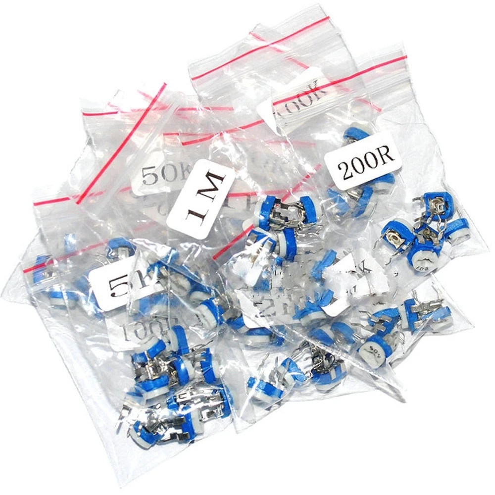 Pack de potenciometros lineales DIP para electrónica con variedad de resistencias