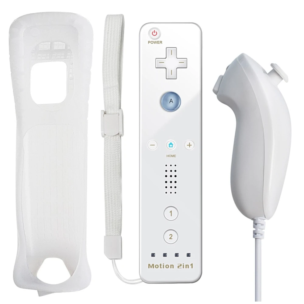 Balíček Wii Remote ovladač s Wiimotionplus + kompatibilní Nunchuck Wii bílý