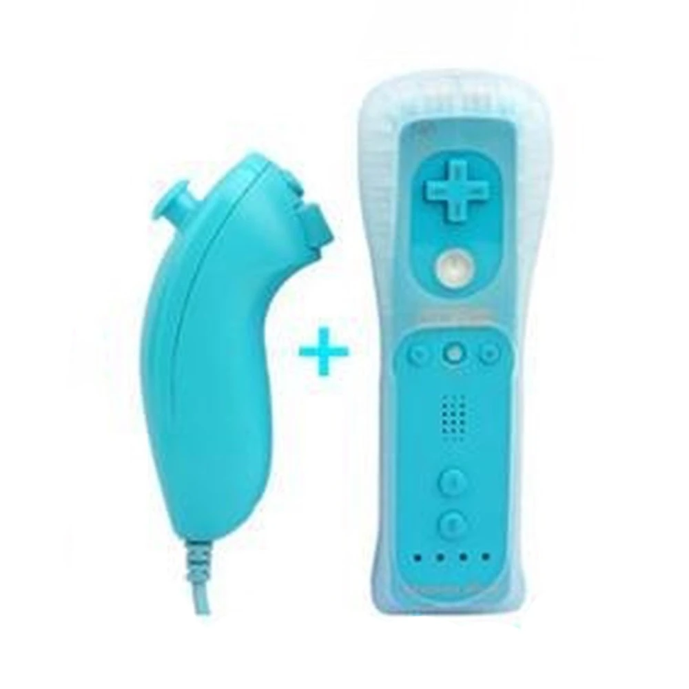 Balíček Wii Remote ovladač s vestavěným Wiimotionplus + Nunchuck kompatibilní s Wii modrý