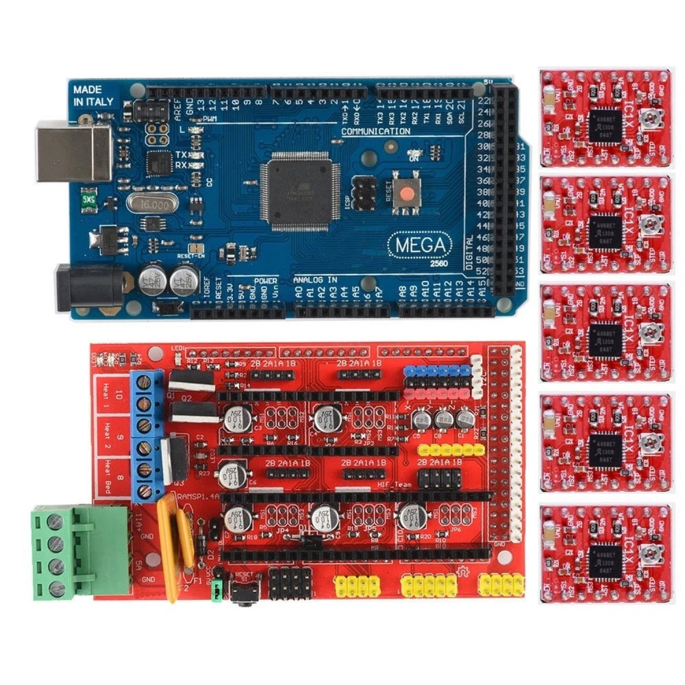 Pack Reprap RAMPS 1.4 + Arduino Mega + 5 driverů A4988 pro 3D tiskárny