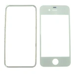Skleněný displej iPhone 4s bílý s lepicím rámečkem pro opravu