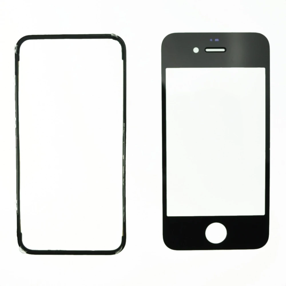 Černý skleněný displej iPhone 4S s lepicím rámečkem pro opravu