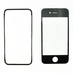 Černý skleněný displej iPhone 4S s lepicím rámečkem pro opravu