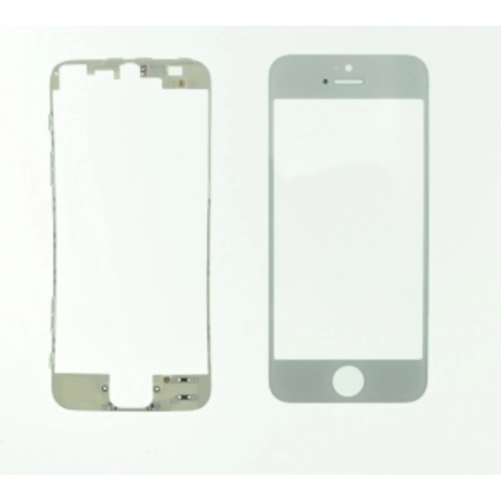 Skleněný displej iPhone 5 bílý s lepicím rámečkem pro opravu