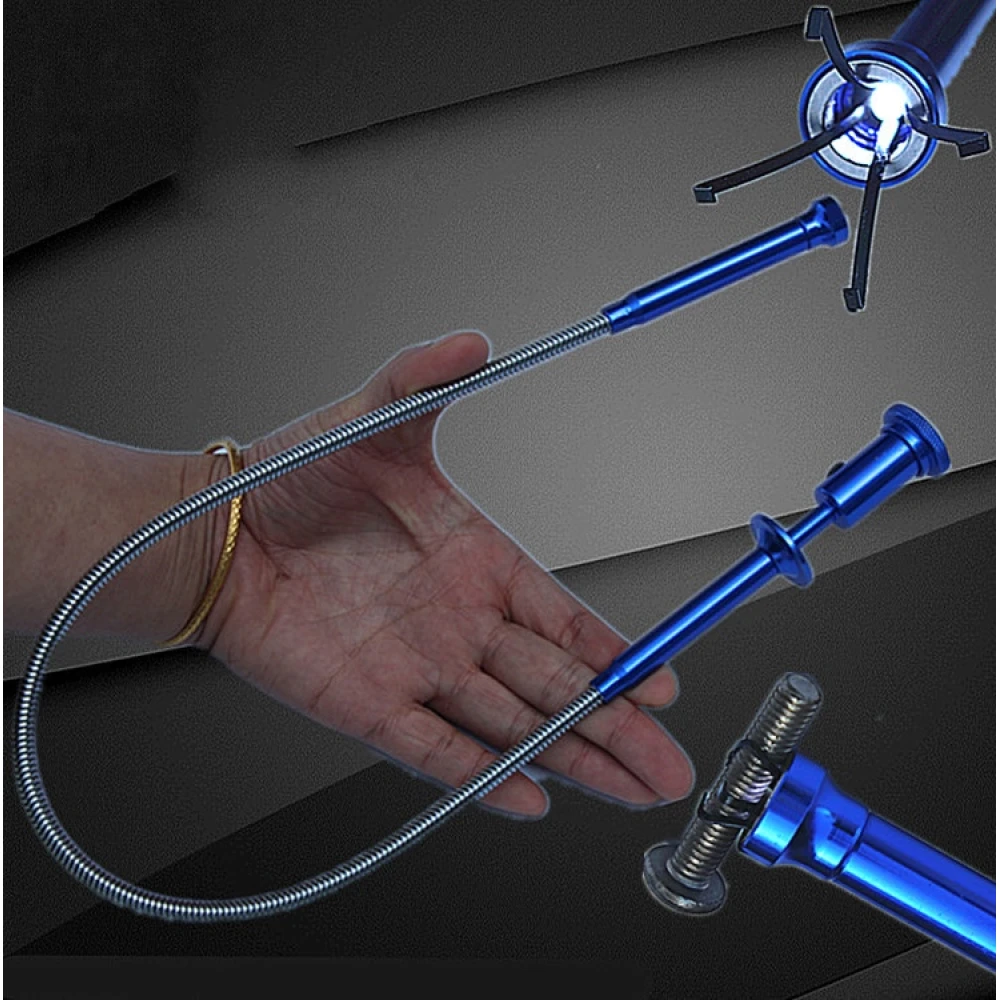 Flexibilní magnetický sběrač s LED světlem a drápem s dlouhým dosahem