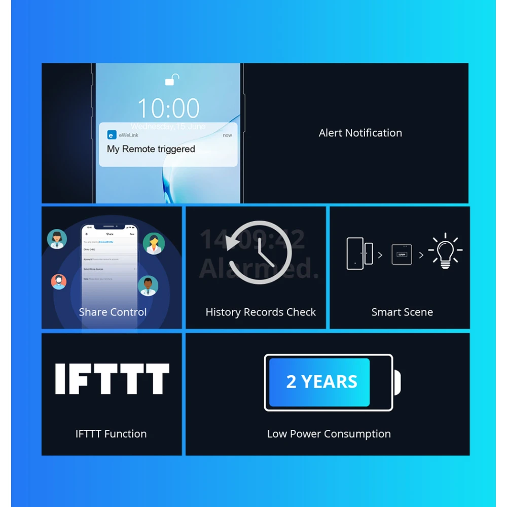 Bezdrátový senzor dveří a oken SONOFF DW2 RF pro domácí alarm