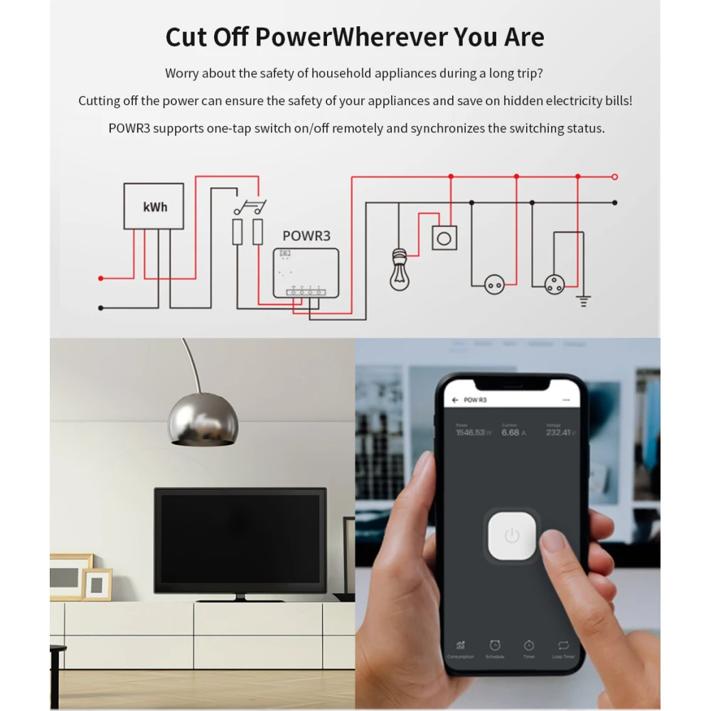 SONOFF Pow R3 - chytrý WiFi spínač vysokého výkonu s měřením