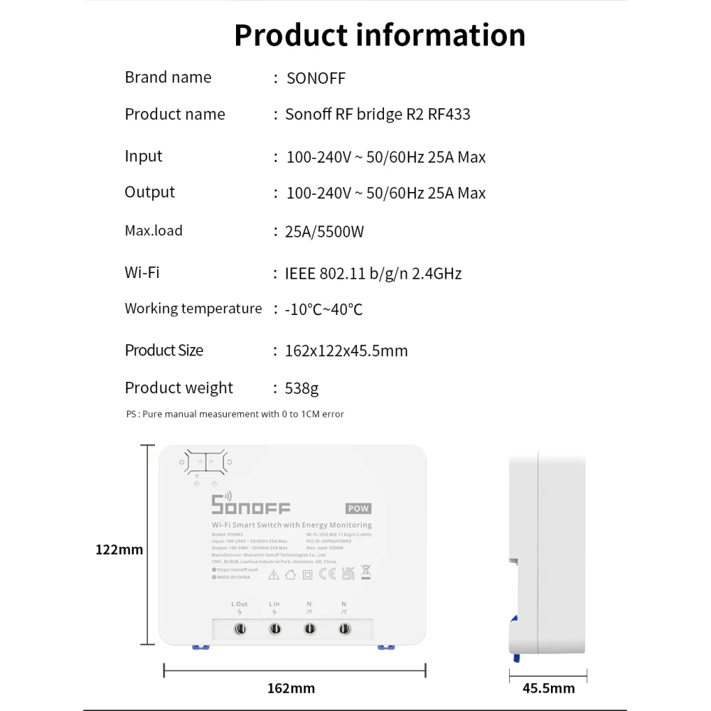 SONOFF Pow R3 - chytrý WiFi spínač vysokého výkonu s měřením