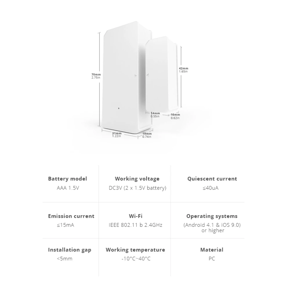 SONOFF SDW2 WiFi bezdrátový senzor otevření dveří a oken