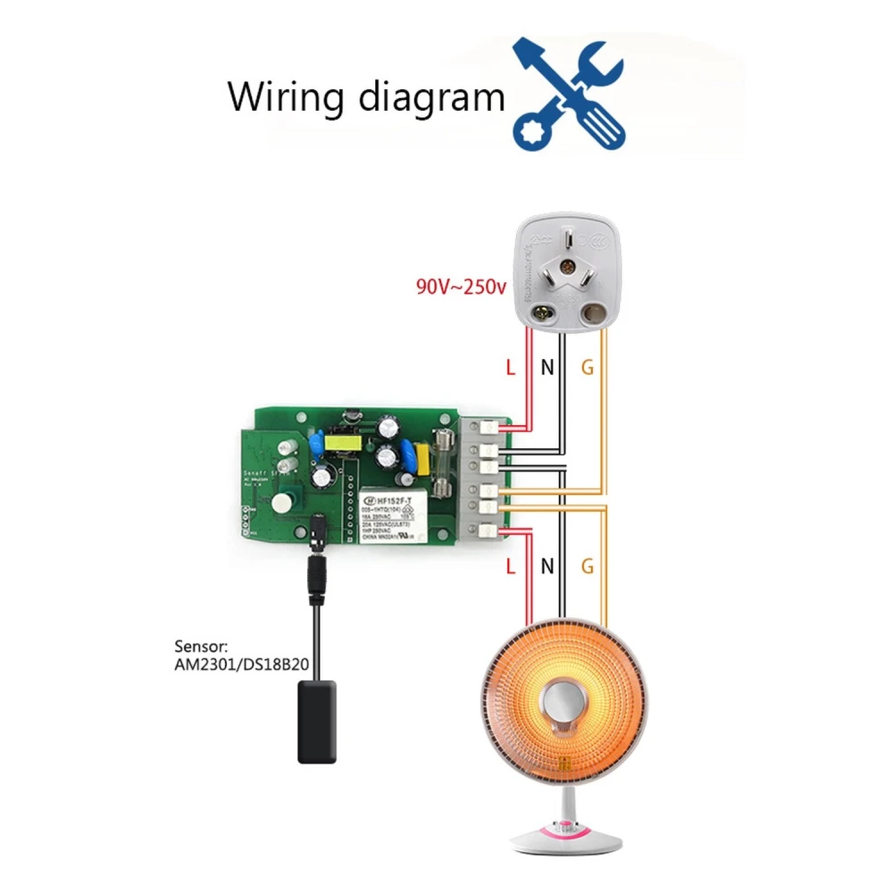 Detalle del Sonoff TH16 conmutador inteligente para smart home