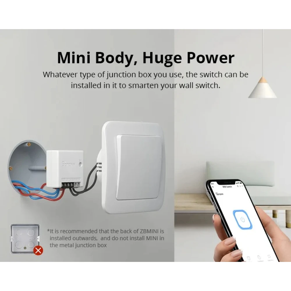 SONOFF ZBMINI ZigBee chytrý mini vypínač pro ovládání světel 2cestně