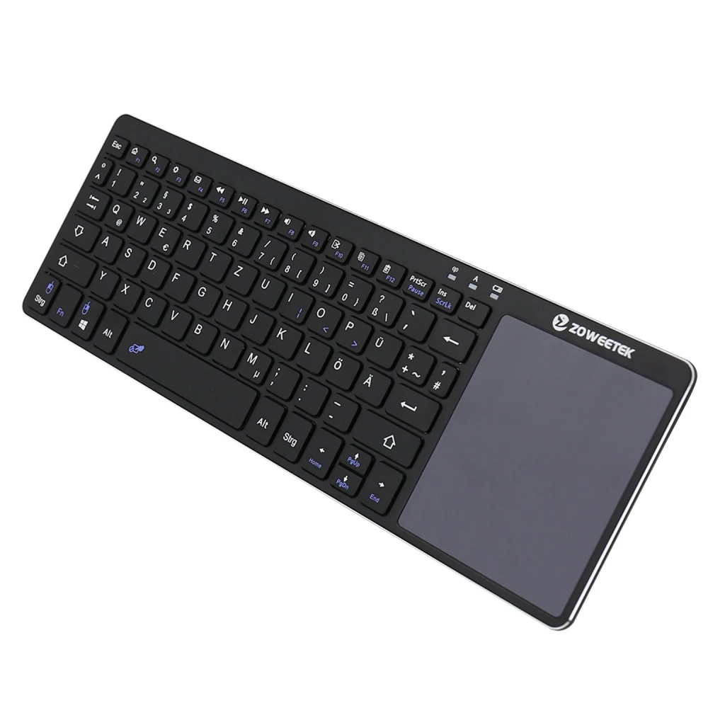 Ultra tenká a přenosná bezdrátová klávesnice 2.4GHz s touchpadem pro Smart TV a PC