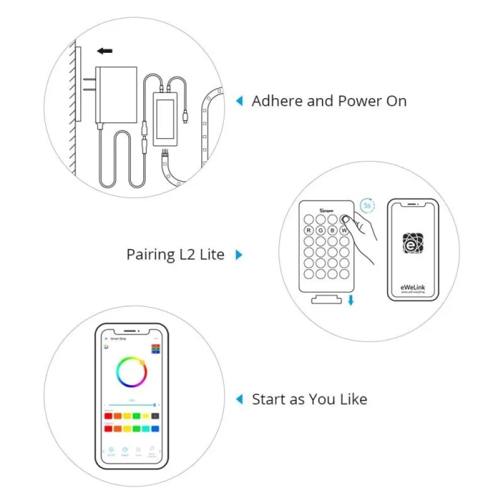 Inteligentní WiFi LED pásek SONOFF L2 Lite 5 metrů s ovladačem a aplikací