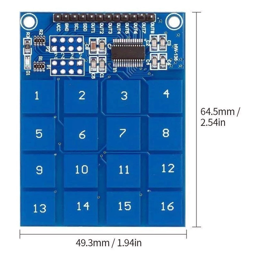 TTP229 kapacitní dotykový modul 16 kanálů pro Arduino