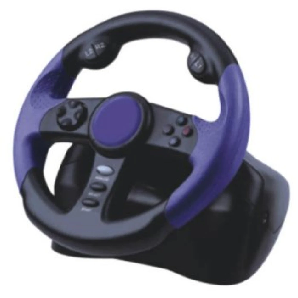Závodní volant pro Playstation 2 s pedály a technologií Dual Shock