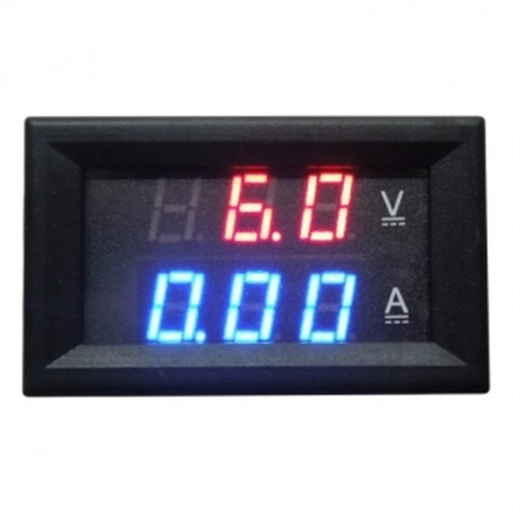 Digitální panelový voltmetr a ampérmetr červený 4.5-100V 0-10 A