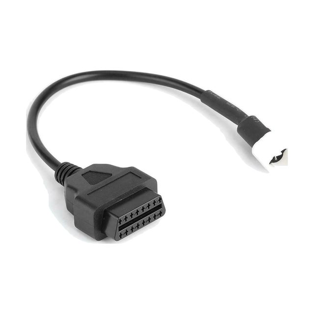 Adaptérový kabel pro motorky Yamaha s bílým 3pinovým konektorem a černou 16pinovou zásuvkou OBD2